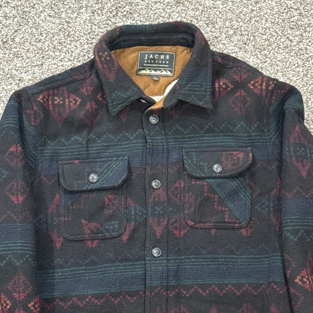 Jachs New York Mens Sherpa Lined Flannel Jacket Southwestern Geometric Mens L